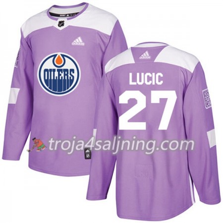 Edmonton Oilers tröja Milan Lucic 27 Adidas 2017-2018 Lila Fights Cancer Practice Authentic - NHL Tröjor Herr